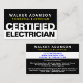 Berufliche zertifizierte Elektrofachkarten Visitenkarte (Vorne/Hinten)