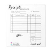 Berufliche Zolleinnahmen für Unternehmen Notizblock (Vorderseite)