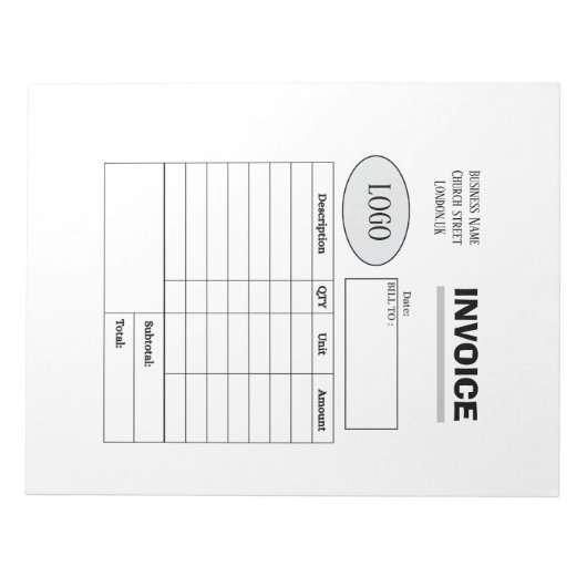 Berufliche Zollrechnung Notizblock (Vorderseite)