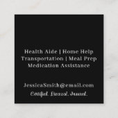 Berufliche Zuhause-Hilfe für Schwarz und Weiß Quadratische Visitenkarte (Rückseite)