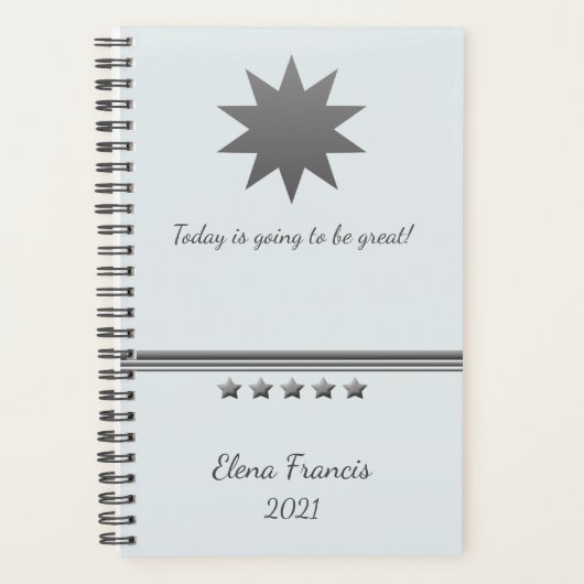 beruflicher 5-Sterne-Planer für Silver Text Planer (Vorderseite)