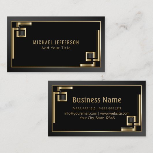 Beruflicher abstrakter Schwarz-und Goldentwurf Visitenkarte (Vorne/Hinten)