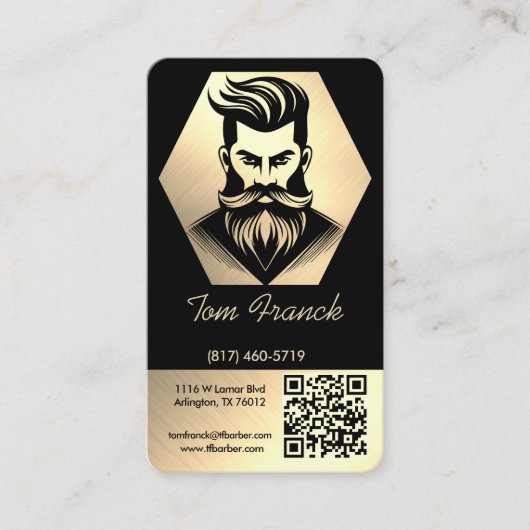 Beruflicher Barber Shop Black&Gold Loyalty und Visitenkarte (Vorderseite)