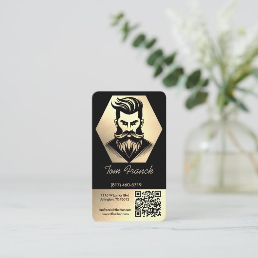 Beruflicher Barber Shop Black&Gold Loyalty und Visitenkarte (Stehend Vorderseite)