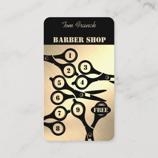 Beruflicher Barber Shop Black&Gold Loyalty und Visitenkarte (Rückseite)