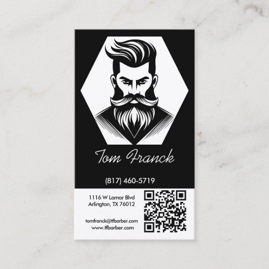 Beruflicher Barber Shop Black&White Loyalty und Visitenkarte (Vorderseite)