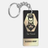 Beruflicher Barbershop Black&Gold Schlüsselanhänger (Vorderseite links)
