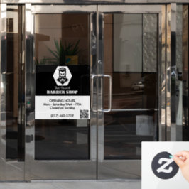 Beruflicher Barbershop Schwarz-Weiß-Öffnungszeiten Fensteraufkleber