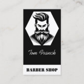 Beruflicher Barbershop Schwarzweiß Visitenkarte (Vorderseite)