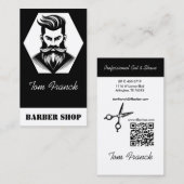 Beruflicher Barbershop Schwarzweiß Visitenkarte (Vorne/Hinten)
