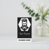 Beruflicher Barbershop Schwarzweiß Visitenkarte (Stehend Vorderseite)