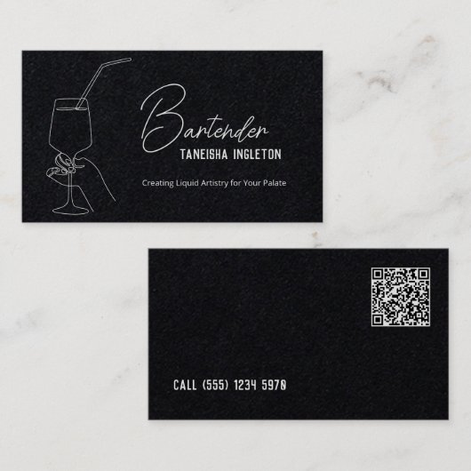 Beruflicher Barkeeper Custom QR Premium Visitenkarte (Vorne/Hinten)
