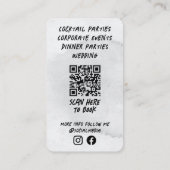 beruflicher Barkeeper | Graue Wasserfarbe Visitenkarte (Rückseite)