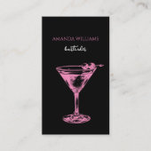 Beruflicher Barkeeper mit rosa und schwarzem Cockt Visitenkarte (Vorderseite)