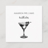 Beruflicher Barkeeper mit Schwarz-Weiß-Cocktail Quadratische Visitenkarte (Vorderseite)