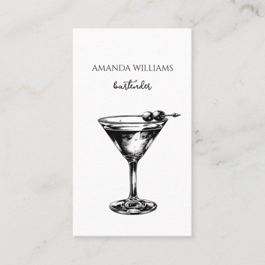 Beruflicher Barkeeper mit Schwarz-Weiß-Cocktail Visitenkarte (Vorderseite)