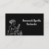 Beruflicher Barkeeper Schwarz und Weiß Visitenkarte (Vorderseite)