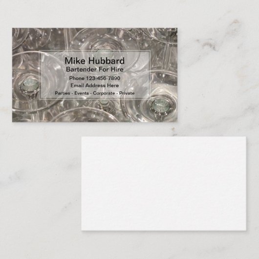 Beruflicher Barkeeper Visitenkarte (Vorne/Hinten)