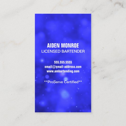 Beruflicher Barkeeper Visitenkarte (Rückseite)