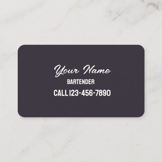 Beruflicher Barkeeper Visitenkarte (Rückseite)