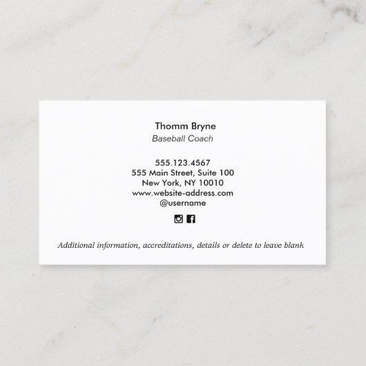 Beruflicher Baseballtrainer überquerte Fledermäuse Visitenkarte (Rückseite)