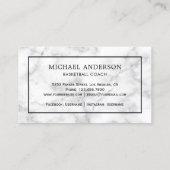 Beruflicher Basketballtrainer aus weißem Marmor Visitenkarte (Rückseite)