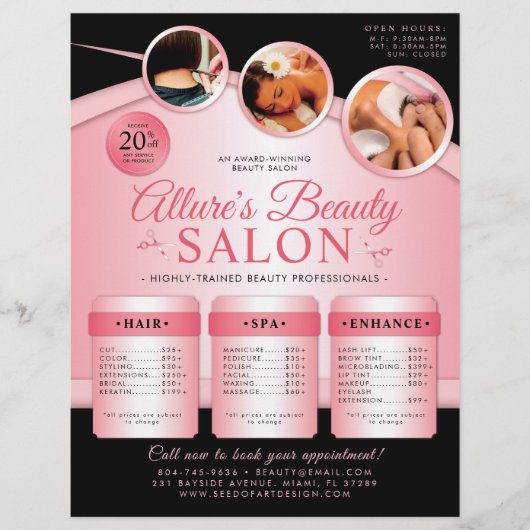 Beruflicher Beauty Salon Preisliste Flyer (Vorne)
