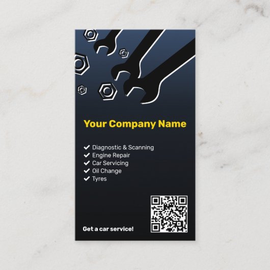 Beruflicher benutzerdefinierter Blue QR Code Auto  Visitenkarte (Vorderseite)