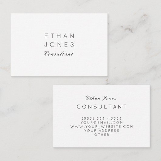 Beruflicher Berater-Minimalistisches schlichtes Visitenkarte (Vorne/Hinten)