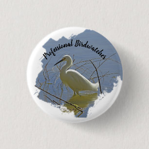 Beruflicher Birdwatcher White Egret Foto Vogelbeob Button