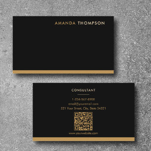 Beruflicher Black Gold Luxe Minimalistischer QR Co Visitenkarte