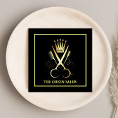 Beruflicher Black & Gold Schere Friseur Quadratische Visitenkarte