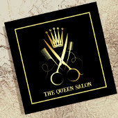 Beruflicher Black & Gold Schere Friseur Quadratische Visitenkarte