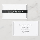 Beruflicher Black Leather Trimm Minimalistisch Visitenkarte (Vorne/Hinten)