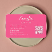 Beruflicher Black Pink Nail Art Salon Qr Code Visitenkarte