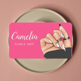 Beruflicher Black Pink Nail Art Salon Qr Code Visitenkarte