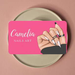 Beruflicher Black Pink Nail Art Salon Qr Code Visitenkarte