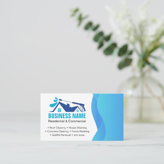 Beruflicher blauer Druck Reinigung des Powers Visitenkarte (Stehend Vorderseite)