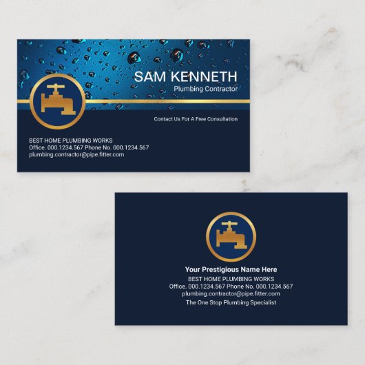 Beruflicher Blauer Wassertropfen Visitenkarte (Vorne/Hinten)