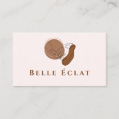 Beruflicher Boho Lineart Beige QR-Code Visitenkarte (Vorderseite)