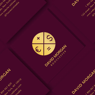 Beruflicher Buchhalter Burgund und Gold Quadratische Visitenkarte