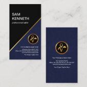 Beruflicher Butler der Blue Grunge Gold Line Visitenkarte (Vorne/Hinten)