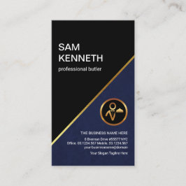 Beruflicher Butler der Blue Grunge Gold Line Visitenkarte