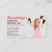 Beruflicher Cartoon Reinigung/Janitorial Visitenkarte (Vorderseite)