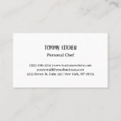 Beruflicher Catering Koch Kochen Gemüse Visitenkarte (Rückseite)