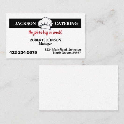 Beruflicher Catering Visitenkarte (Vorne/Hinten)