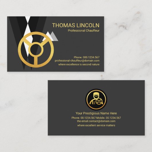 Beruflicher Chauffeur Anzug Visitenkarte (Vorne/Hinten)