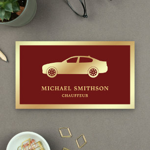 Beruflicher Chauffeur mit dunklem Red Gold Car Visitenkarte