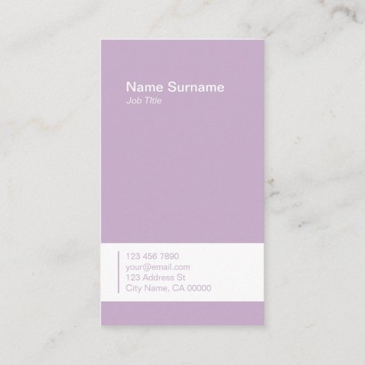 Beruflicher Chic-Lavendel-vertikale Visitenkarte (Rückseite)