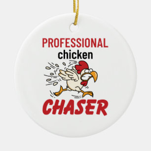 Beruflicher Chicken Chaser Hühner Bauer Keramik Ornament